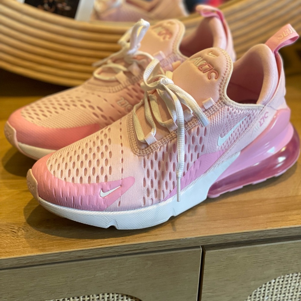 Baby pink Nike Air Max shoes